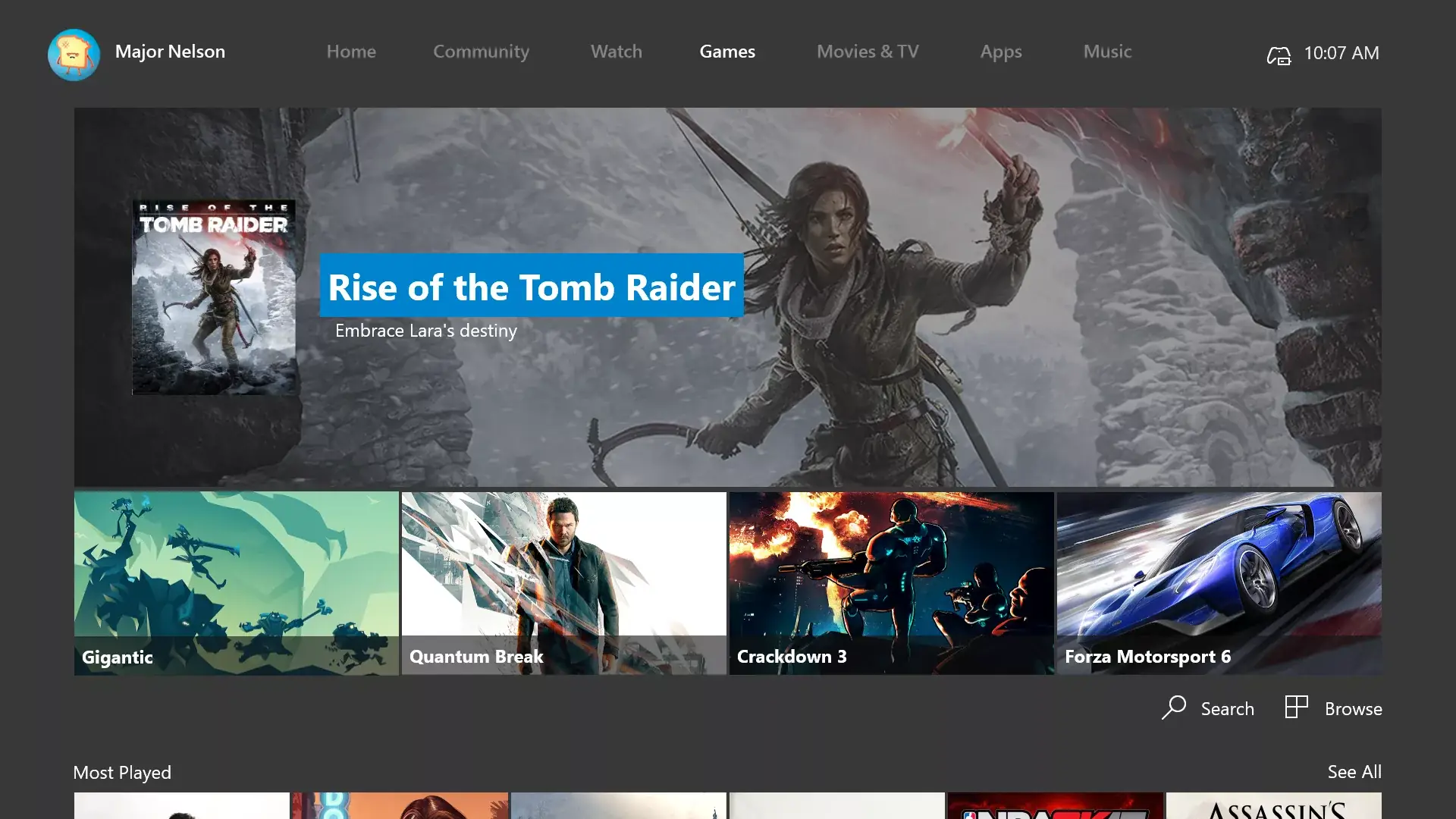 Xbox One dashboard interface 2026