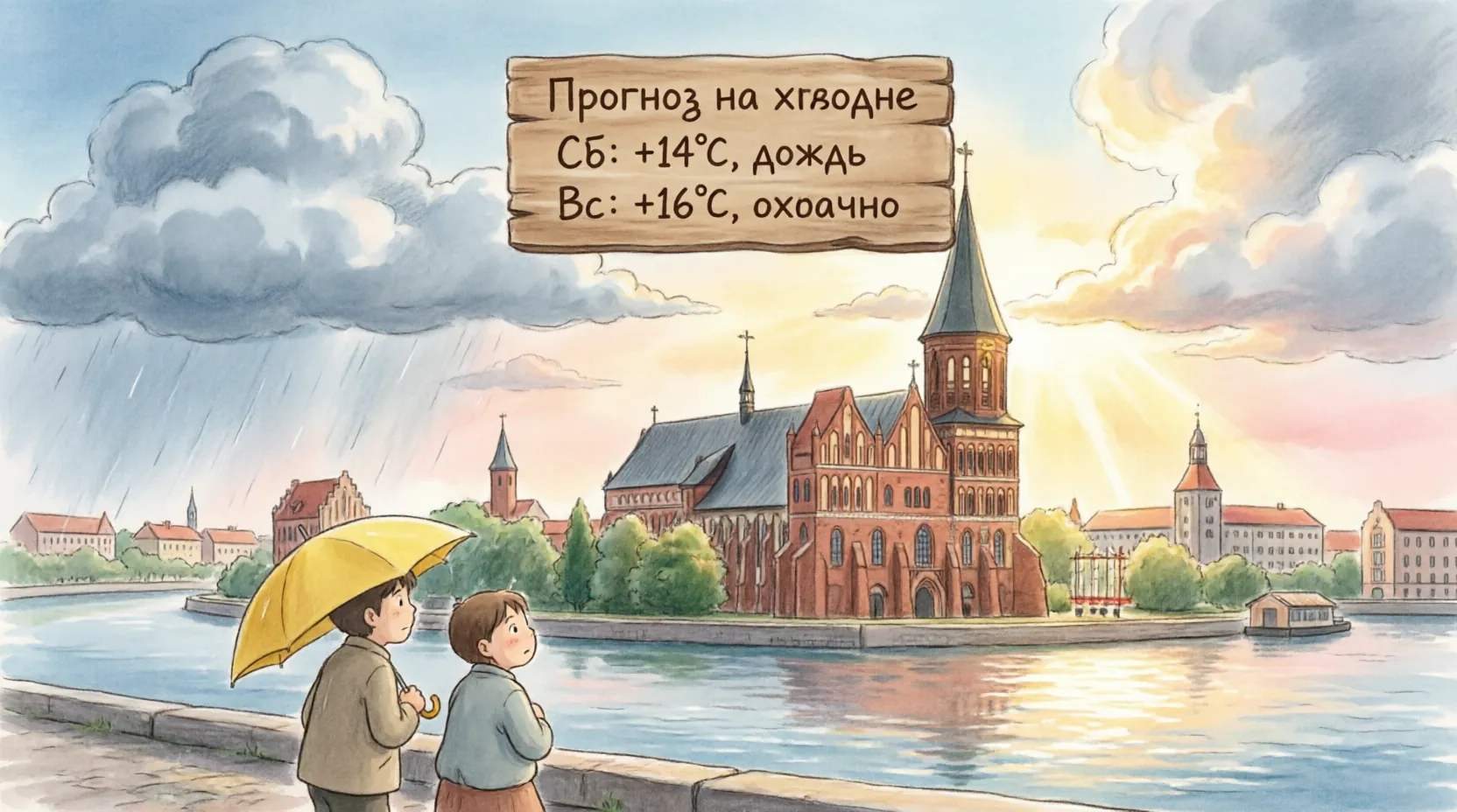 Калининград, 5-6 сентября: +18°C, дожди и ветер до 18 м/с — зонт обязателен