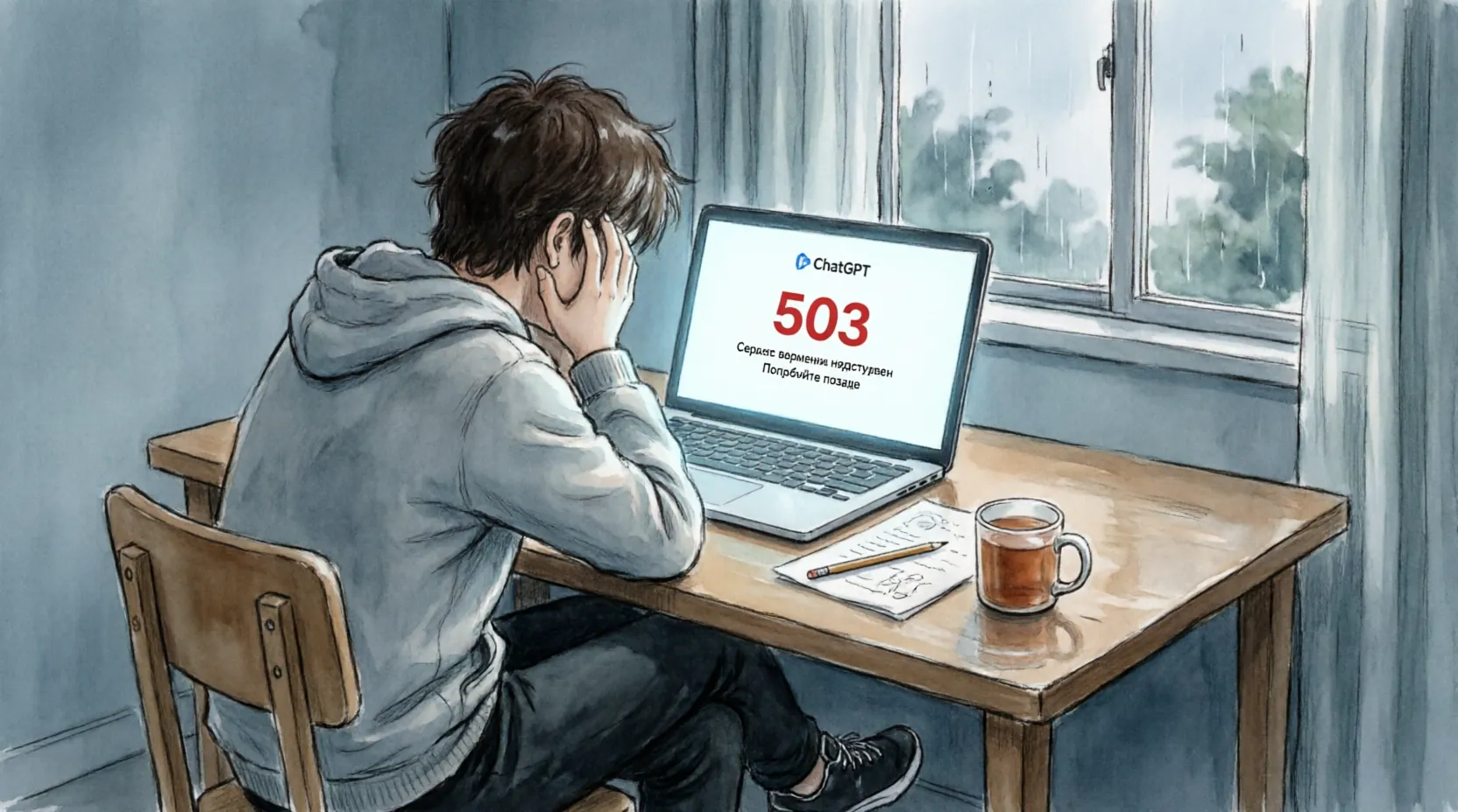 скриншот страницы ошибки 503 в интерфейсе ChatGPT