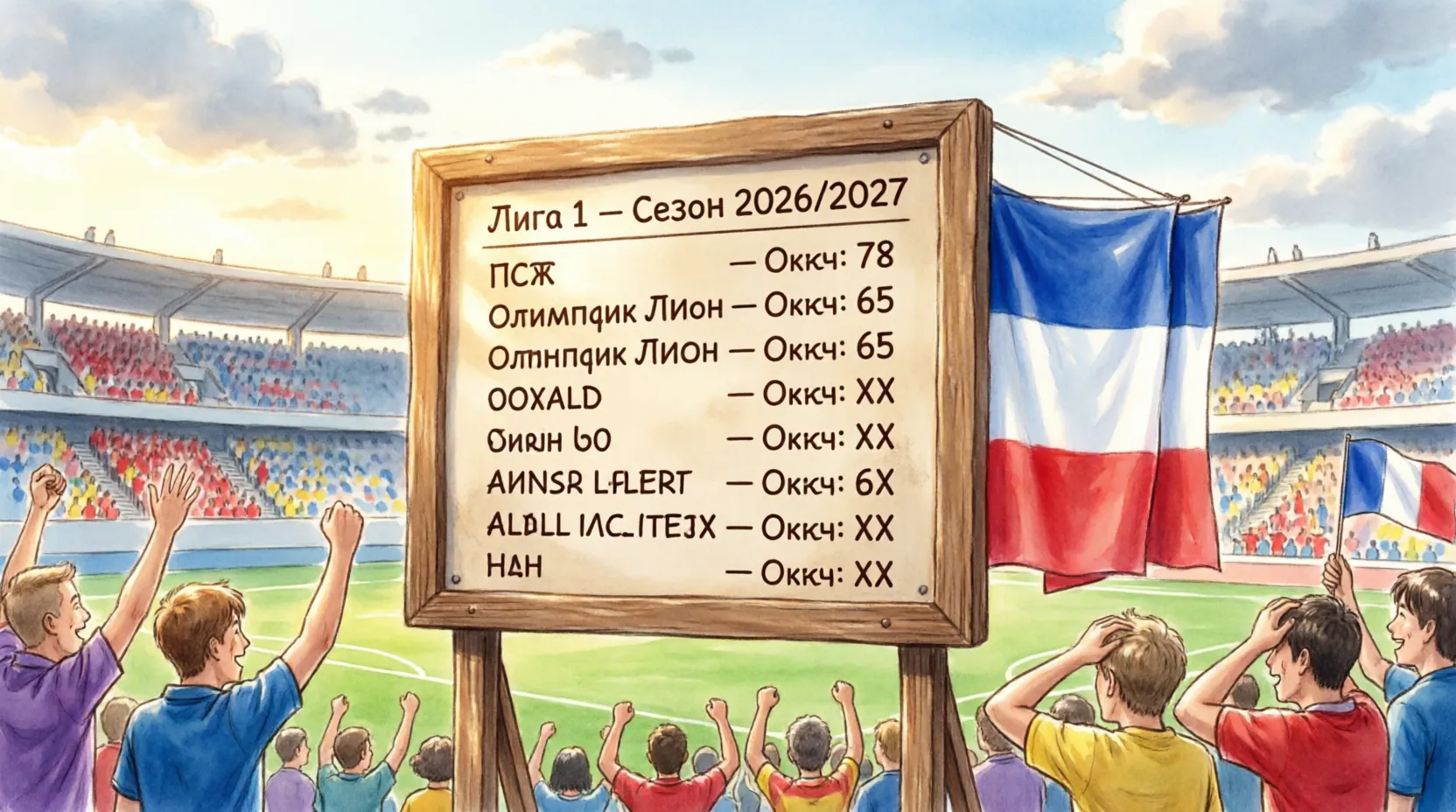 Турнирная таблица Лиги 1 сезона 2026-2027