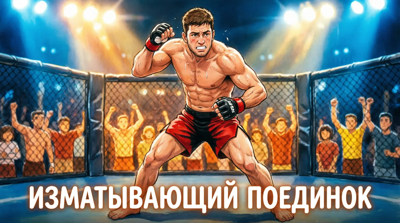 Мераб Двалишвили в октагоне во время изматывающего поединка