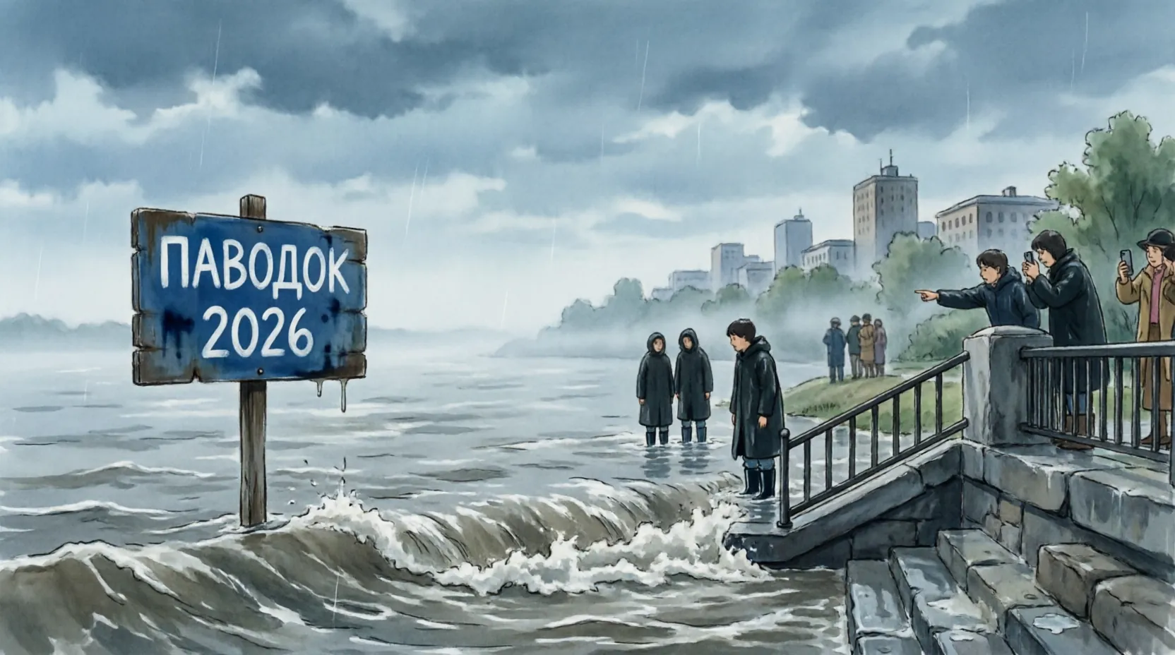 Река Тура в Тюмени, уровень воды, паводок 2026