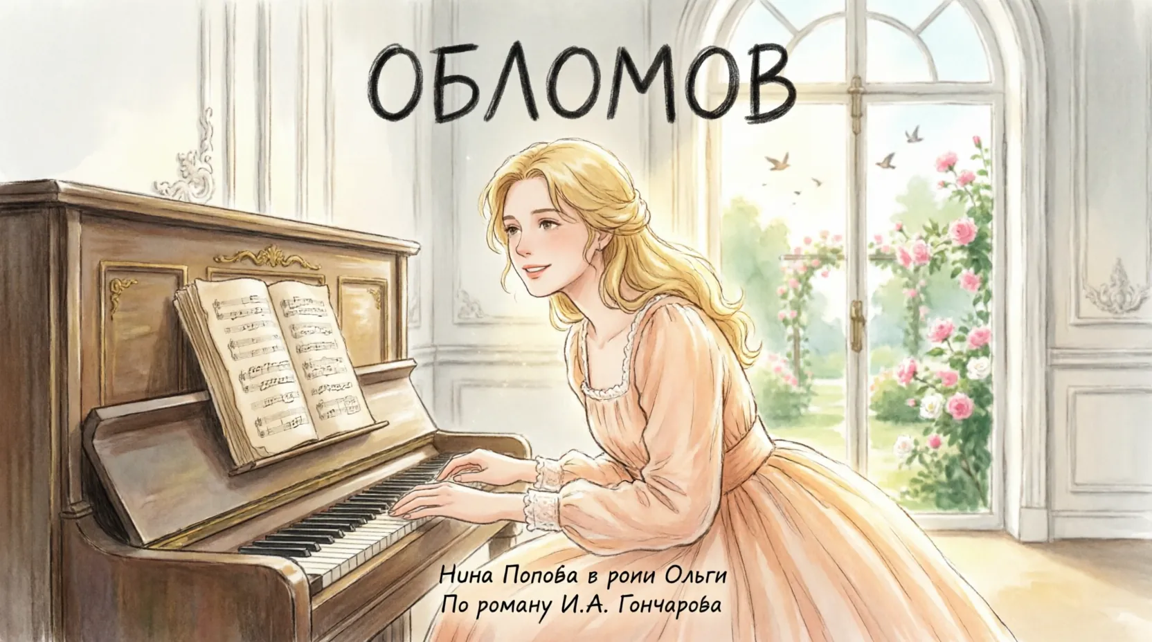 Афиша спектакля «Обломов» с Ниной Поповой в роли Ольги