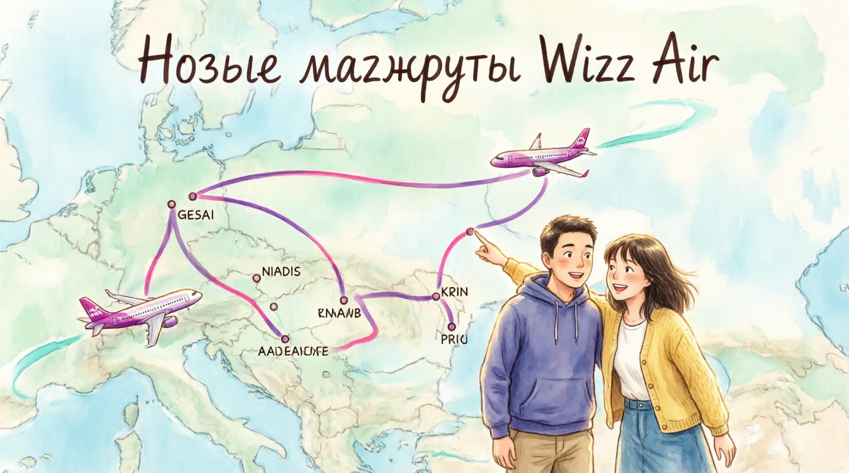 карта новых маршрутов Wizz Air из Восточной Европы