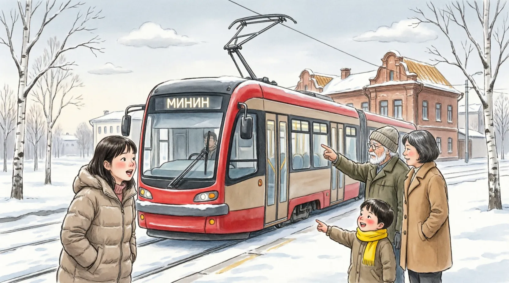 Низкопольный трамвай «МиНиН» на улицах Нижнего Новгорода