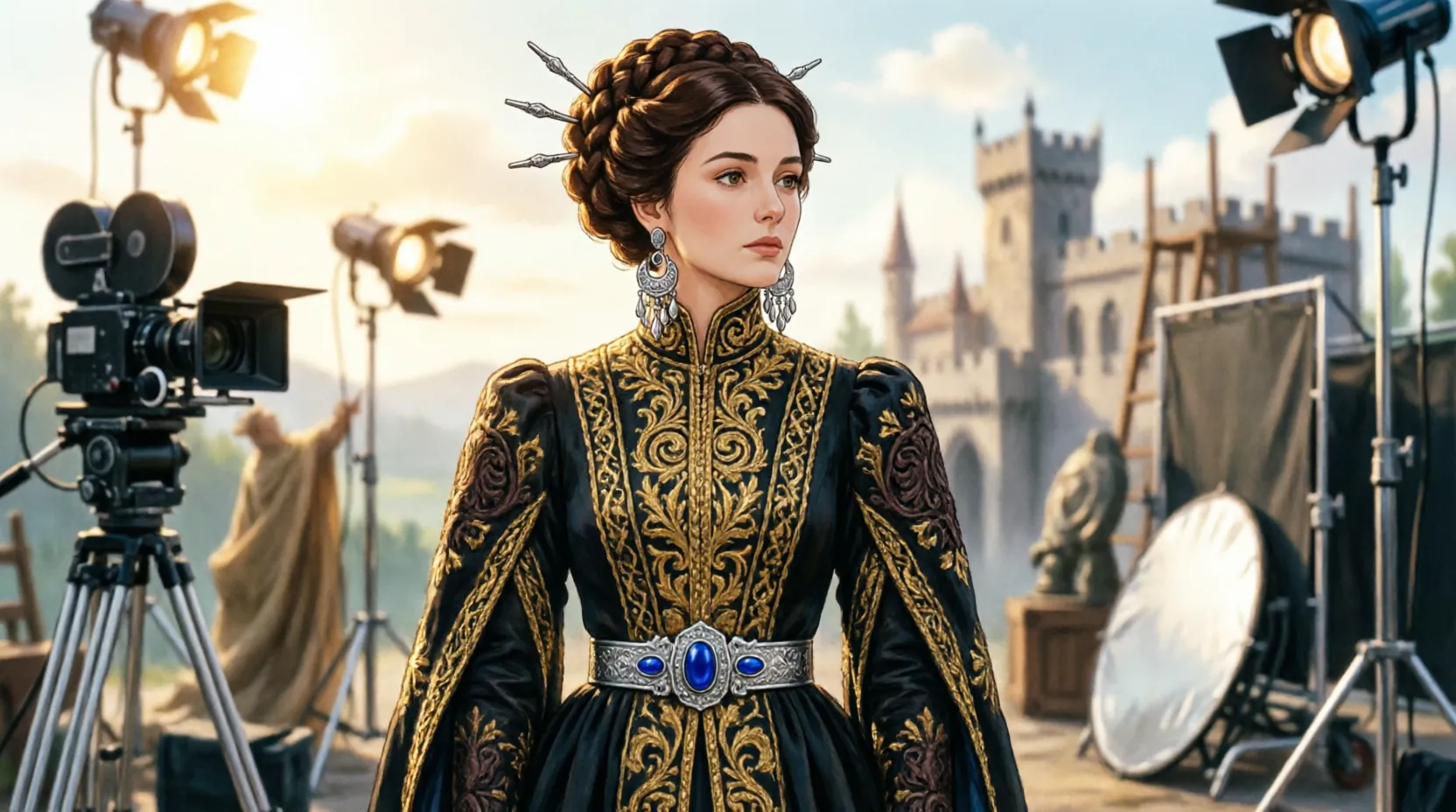 Виктория Исакова в роли доны Оканы на съемках сериала Трудно быть богом