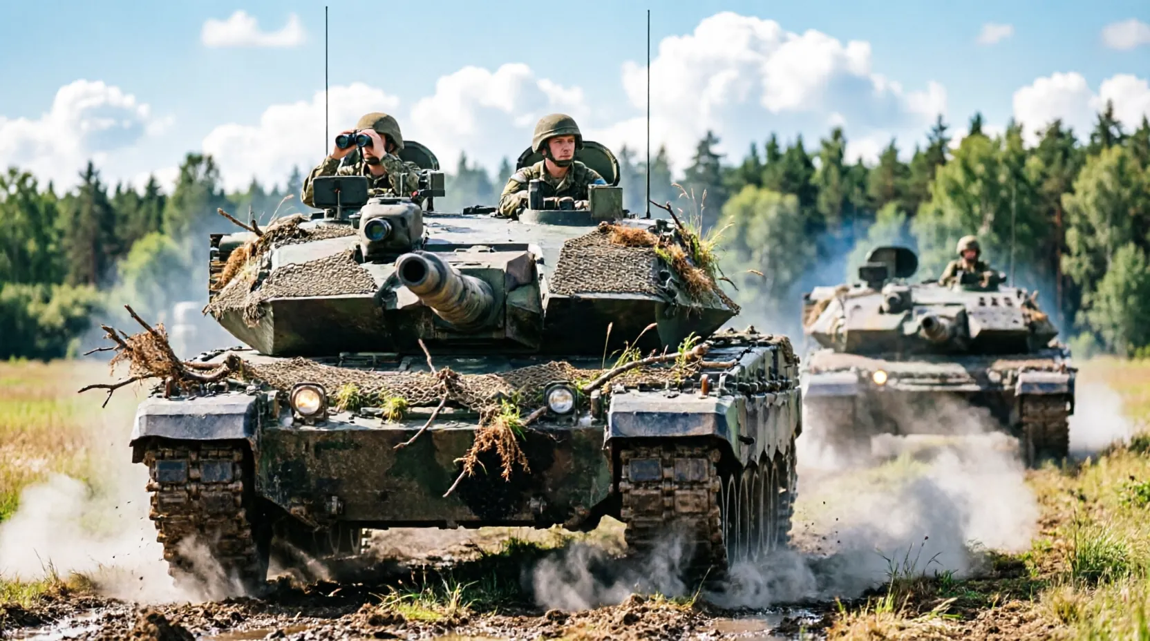 немецкие танки Leopard 2 на учениях в Литве