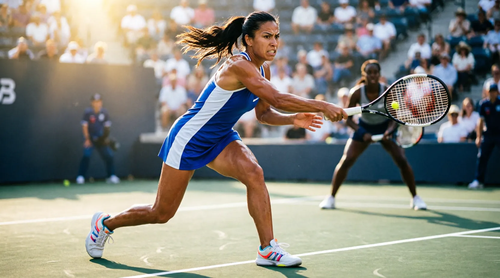Теннисный корт во время матча WTA