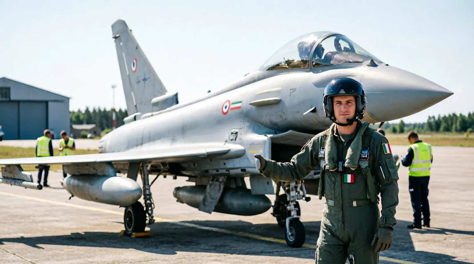 Истребитель Eurofighter Typhoon ВВС Италии на базе в Шяуляе, Литва