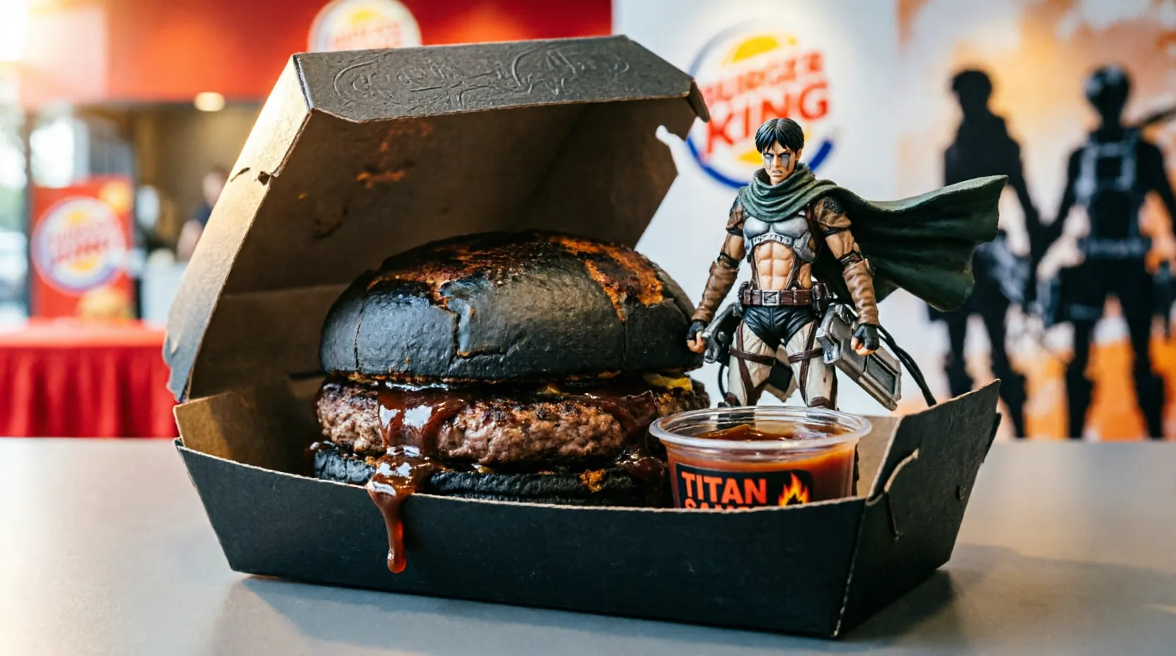Burger King и «Атака титанов»: разыгрывают поездку в Японию за чёрный бургер