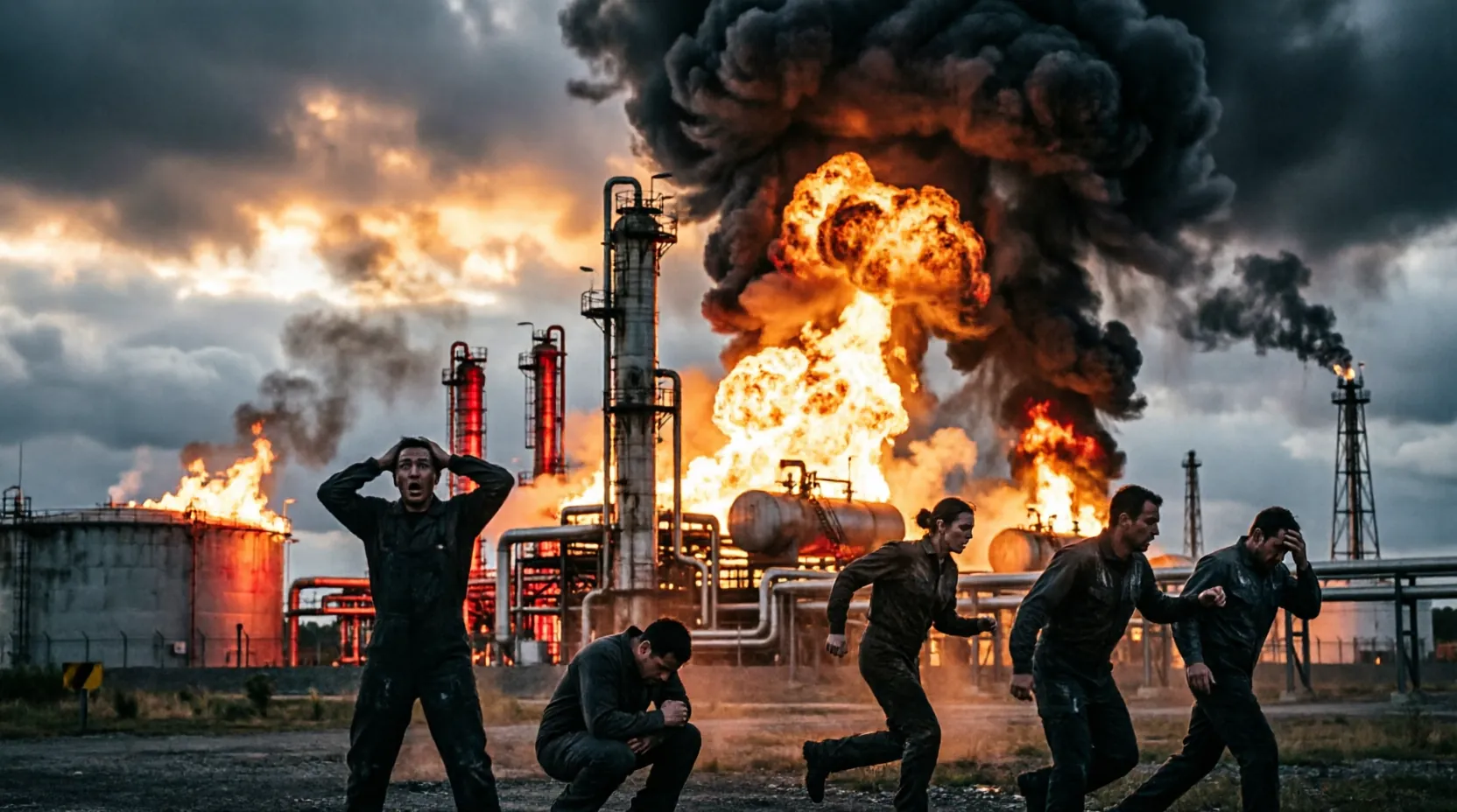 Пожар на территории НПЗ Славнефть-ЯНОС после атаки БПЛА