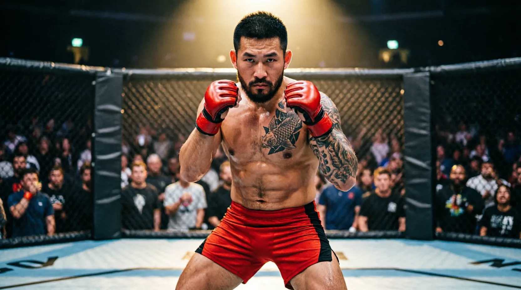 Илия Топурия в октагоне UFC в боевой стойке